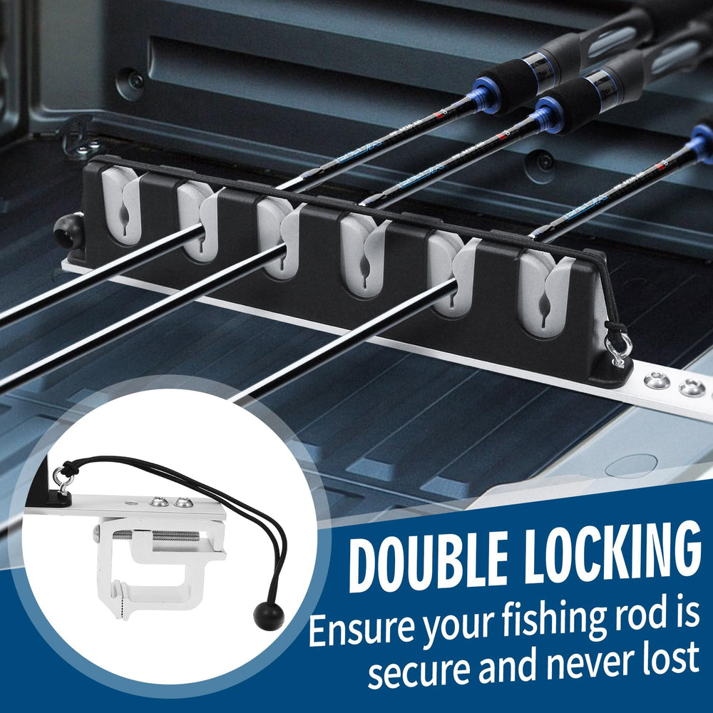 YSVORTOT truck bed rod holder mounting options image demonstrates versatile, no-drill installation.