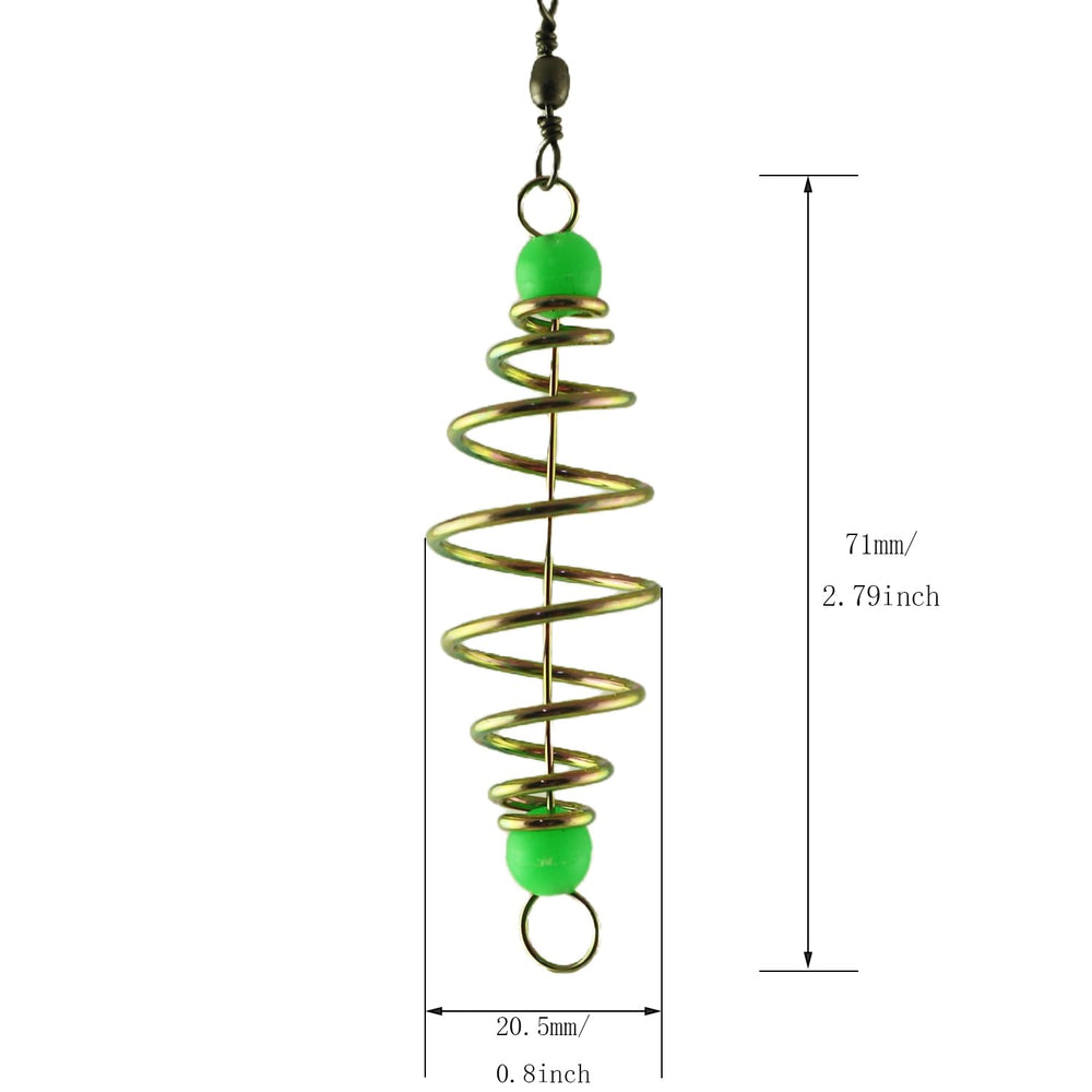Glow-in-the-dark beads on bait holder in use