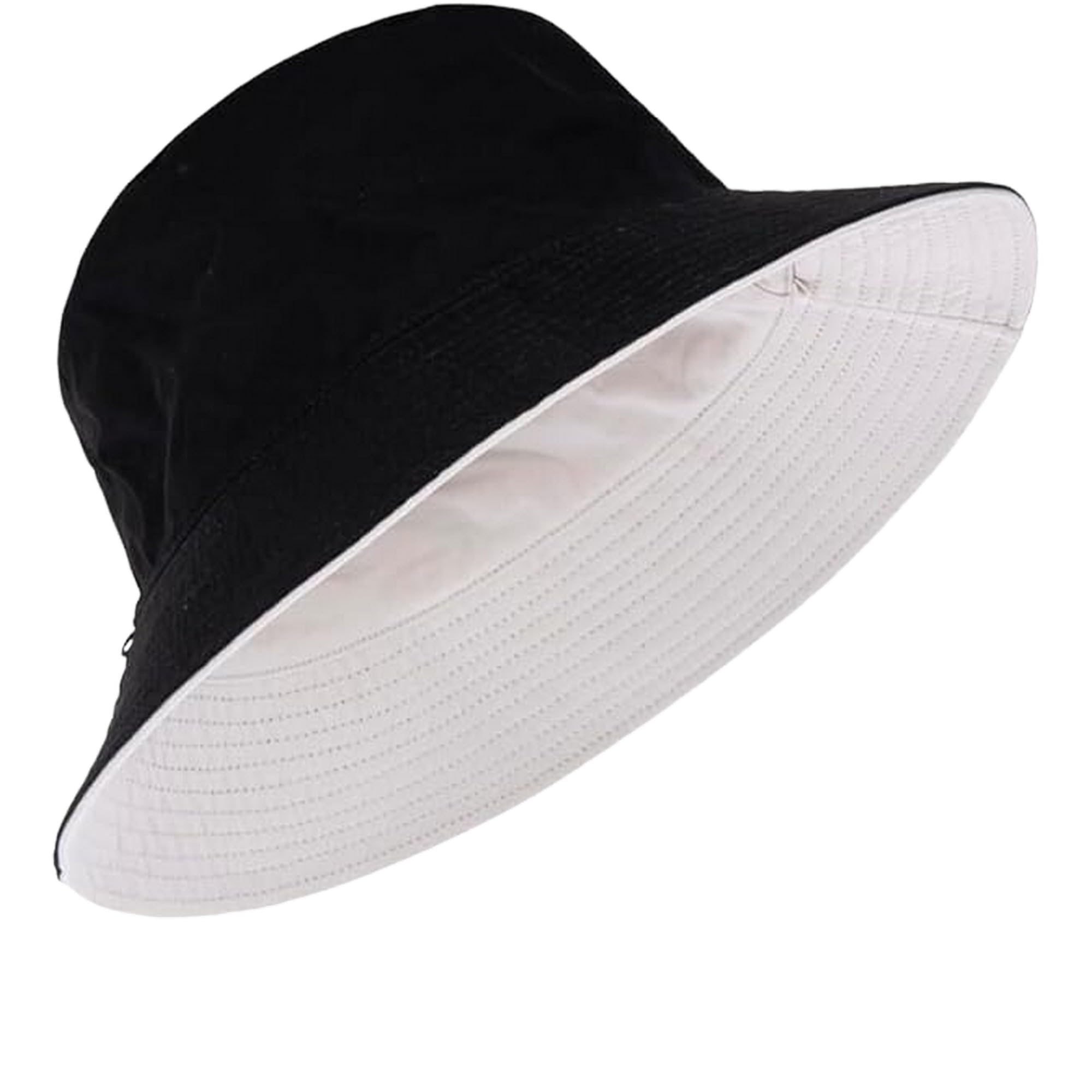 Reversible YTNKIV bucket hat displaying both black and beige sides