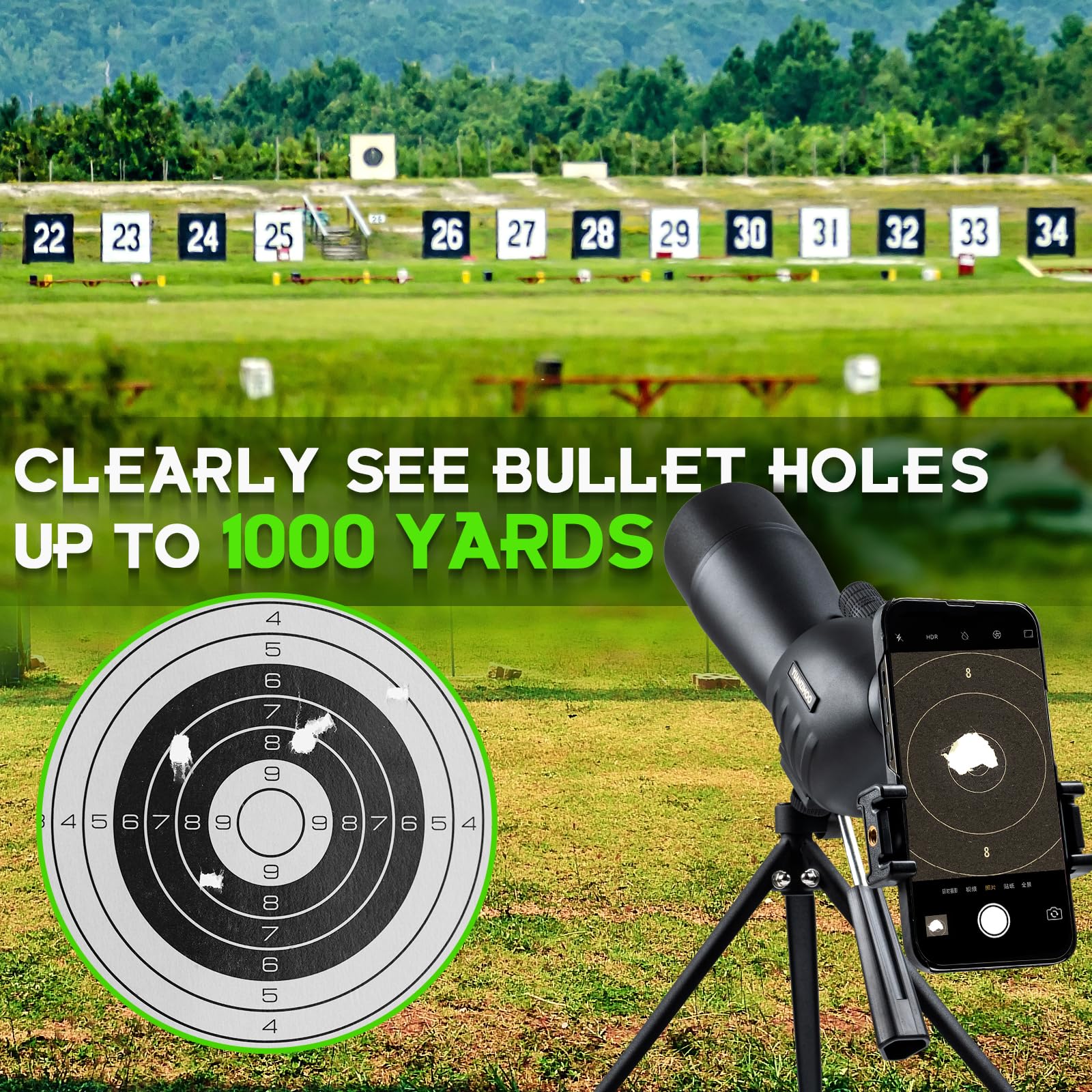 YUANZIMOO 60mm objective lens provides wide field of view from afar