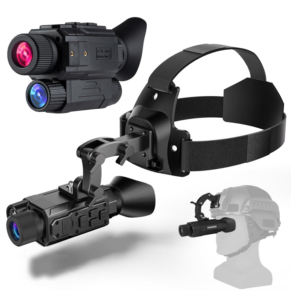 YUANZIMOO head-mounted night vision monocular front view for hands-free observation