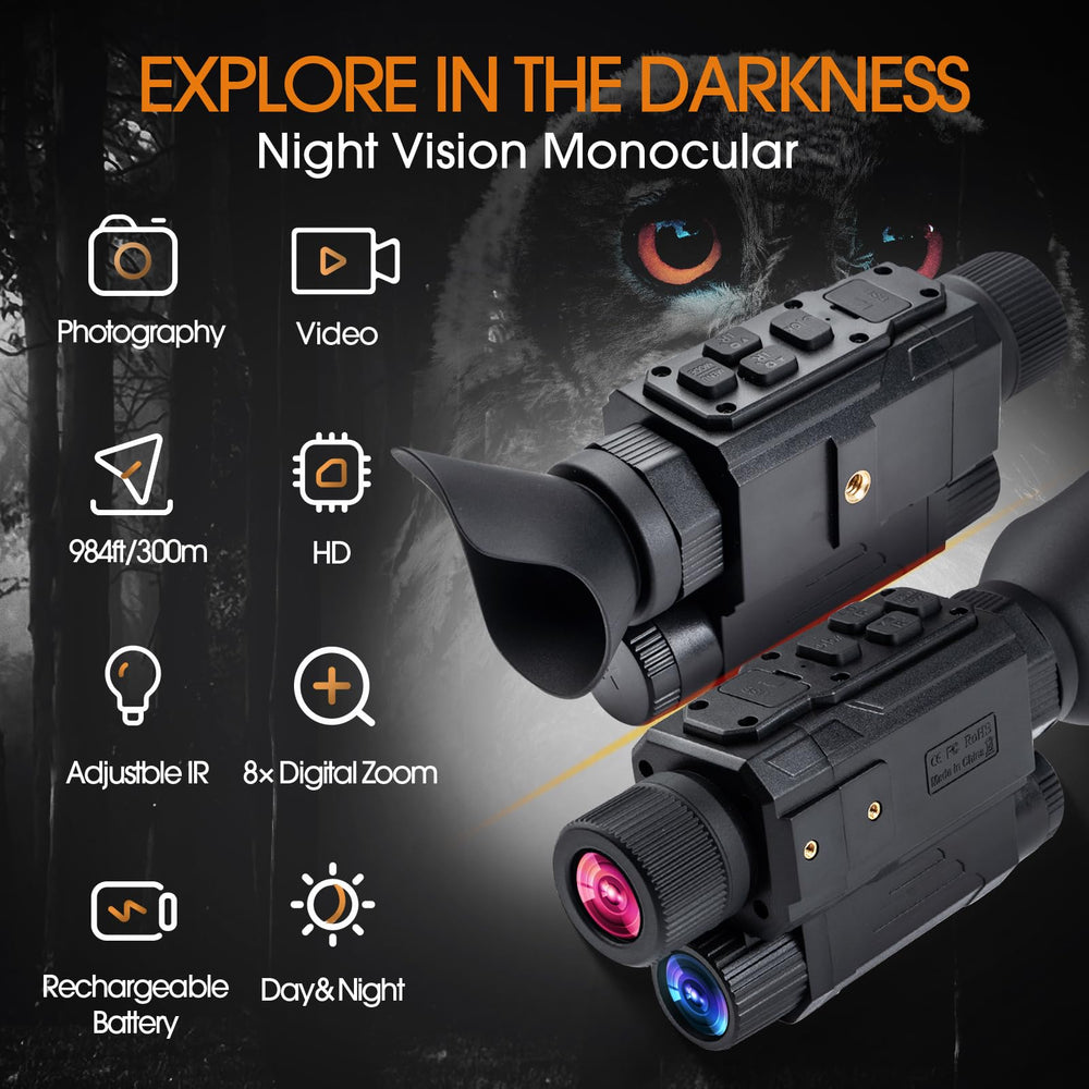 YUANZIMOO night vision monocular side view showing compact design and portability