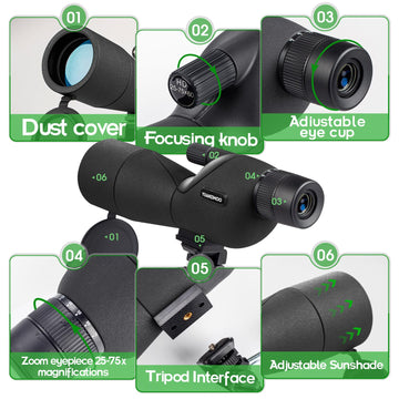 YUANZIMOO waterproof and fogproof body for all-weather viewing.