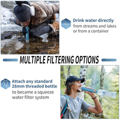 Yuclet straw in hiking scene shows portable hydration during remote treks.