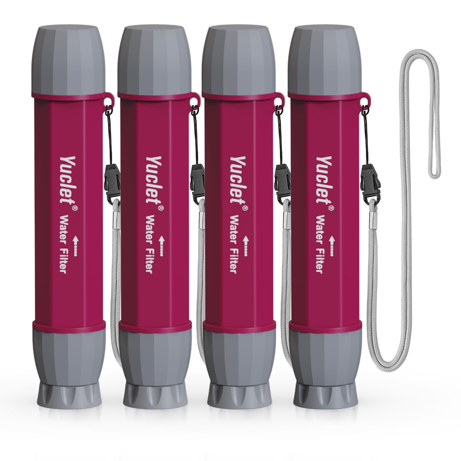 Yuclet YWF01 filter straw close-up shows compact purification for on-the-go hydration.