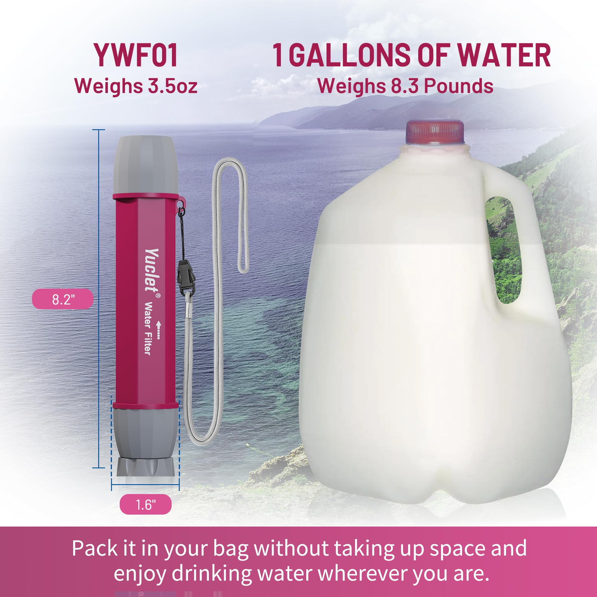 Yuclet YWF01 pack of four showcases ready-to-use straws for group trips.