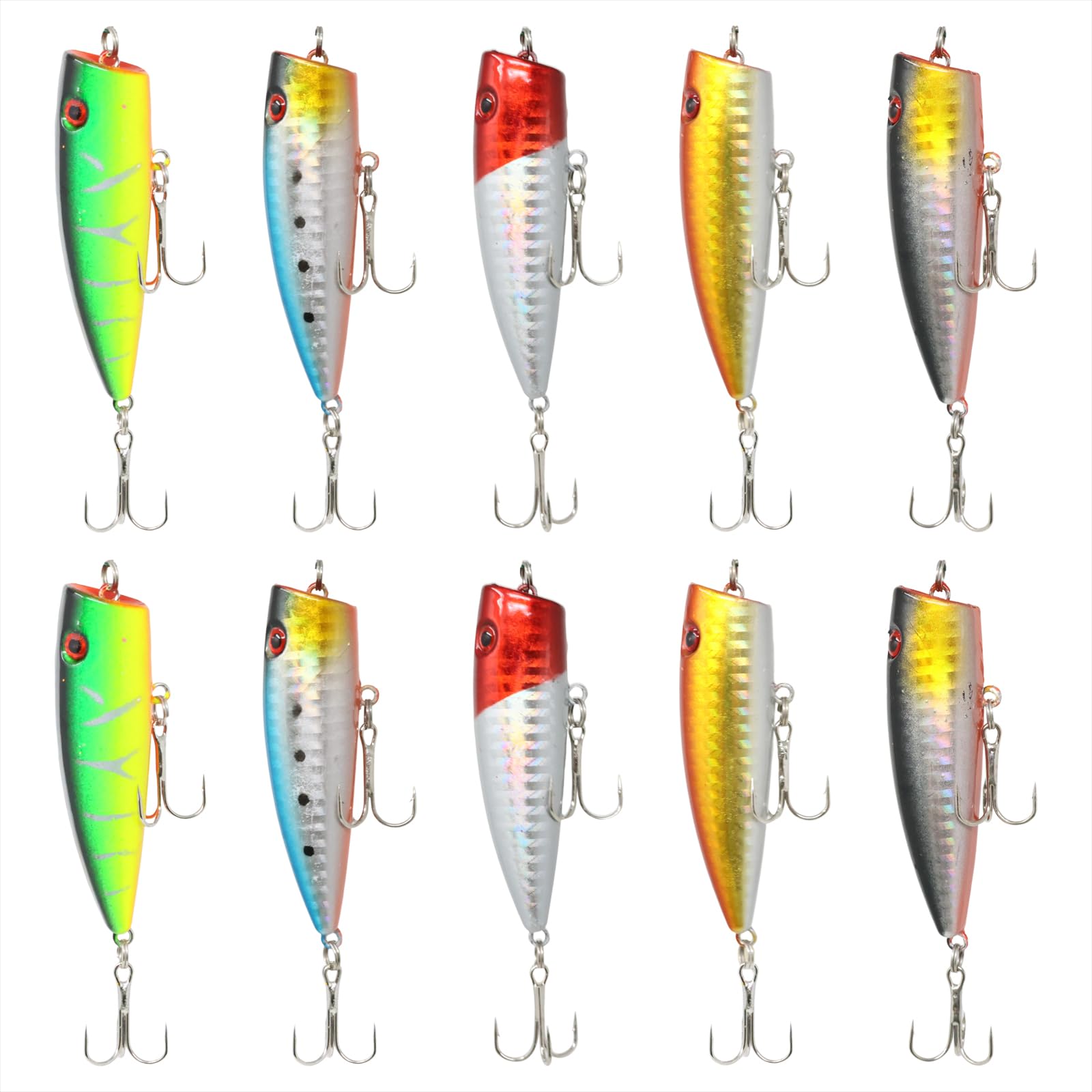 Yueton topwater popper lure 10pcs - front view