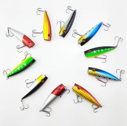 Side view of popper lure showing 6.5cm length and 9g weight
