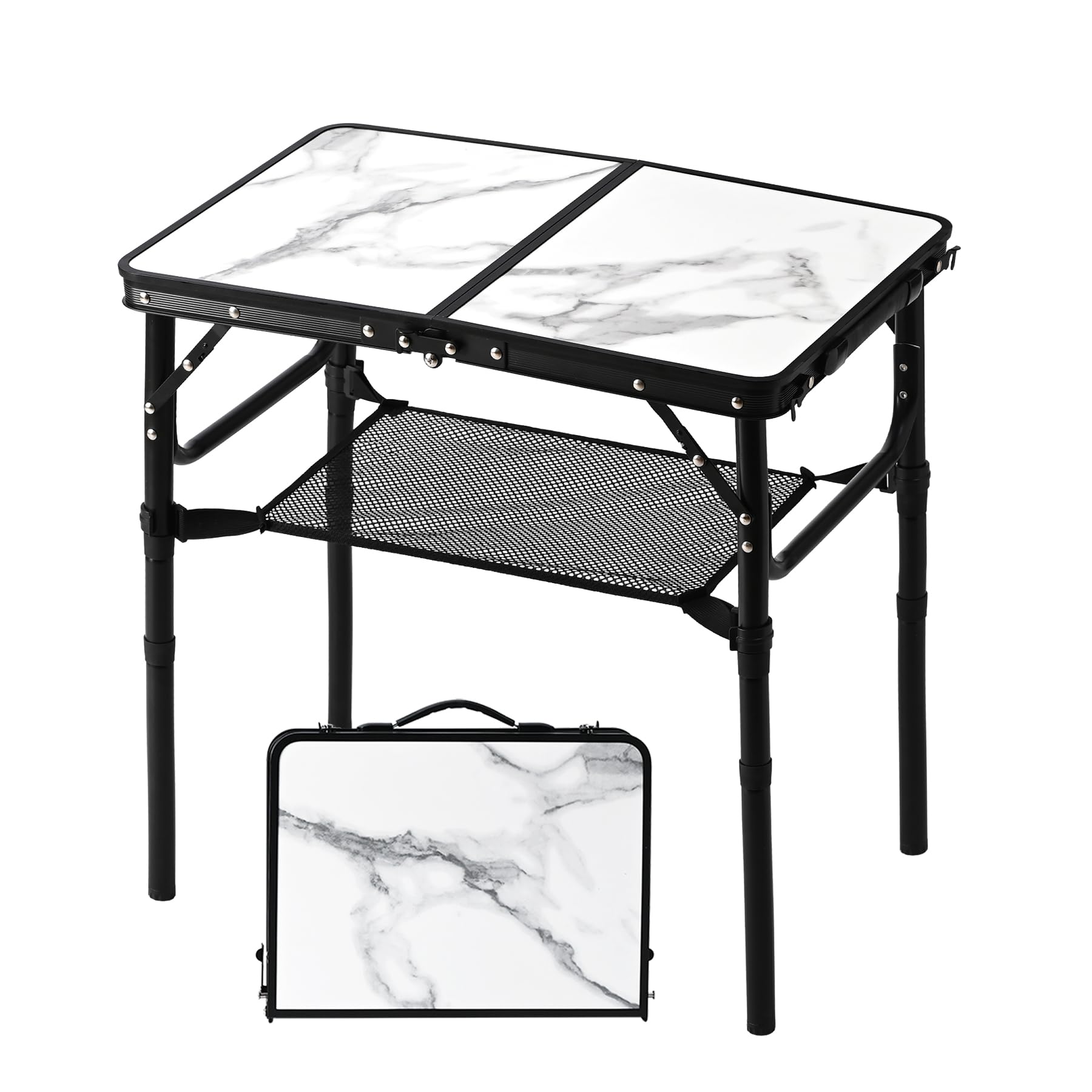 YUFIFAIRY small camping table with mesh layer for organized outdoor meals
