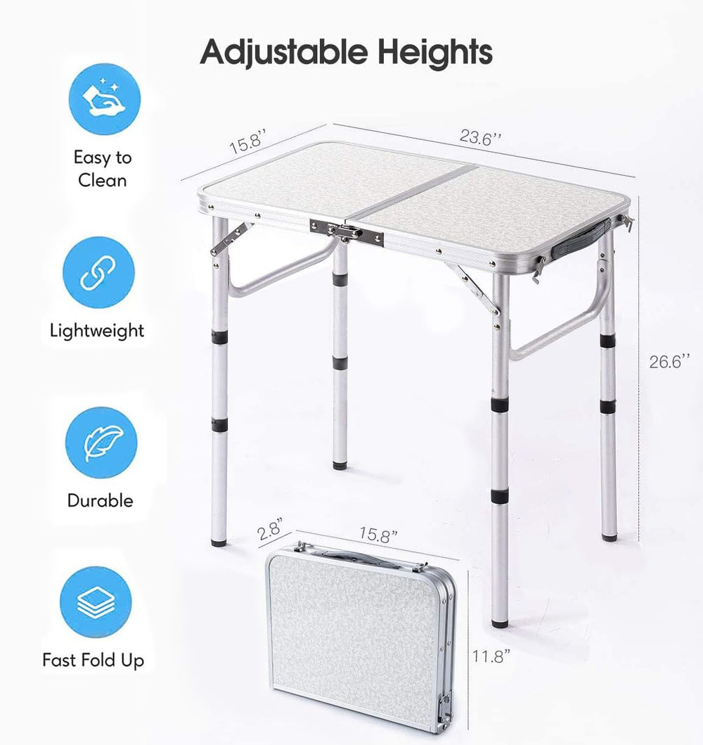 YUFIFAIRY folding table small folded briefcase size for easy car travel.
