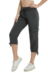 YuKaiChen women's capris hiking darkgrey side view illustrating flexible movement