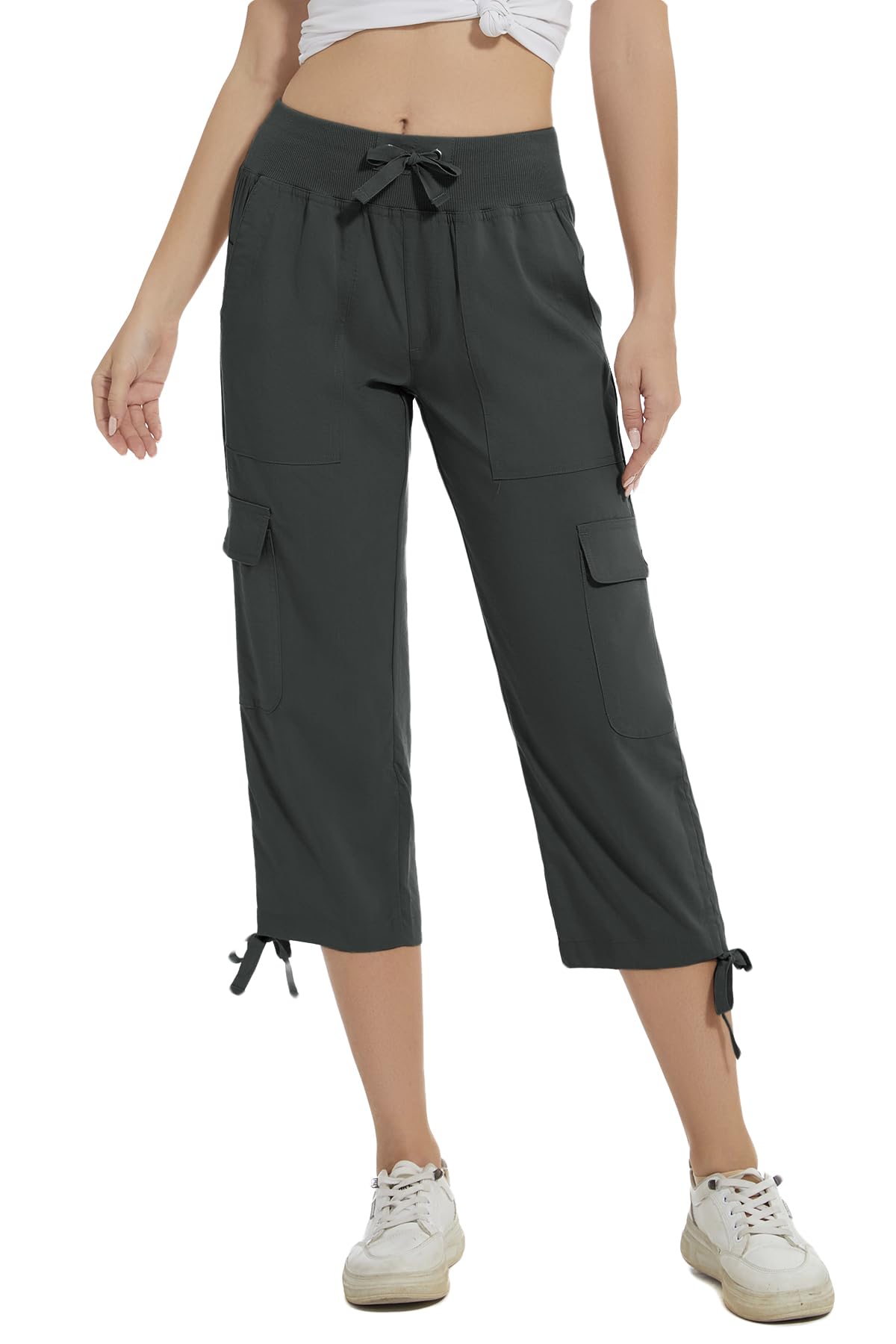 YuKaiChen women's capris pocket closeup highlights deep side pocket and back pockets