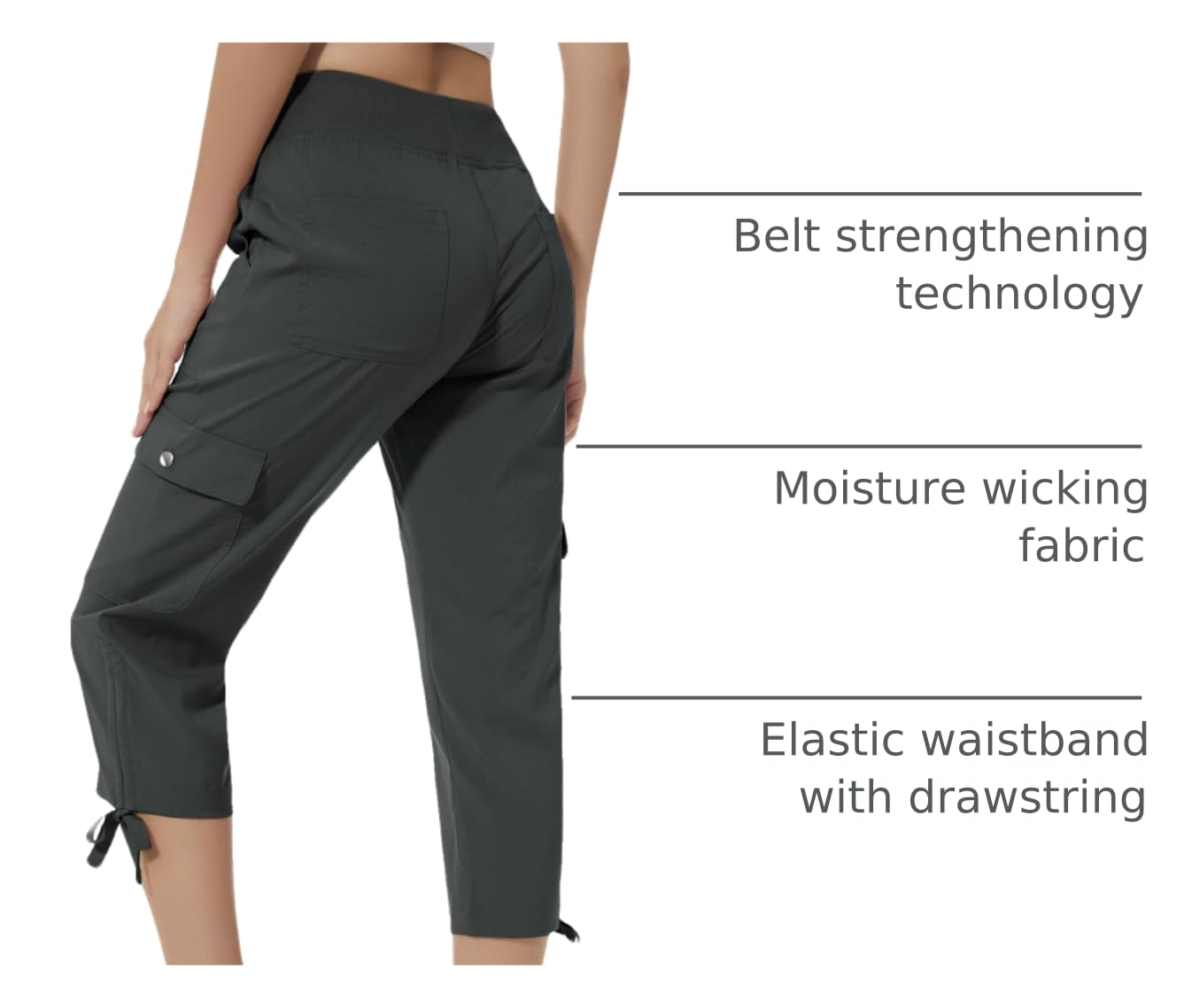 YuKaiChen women's capris waist drawstring demonstrates adjustable fit