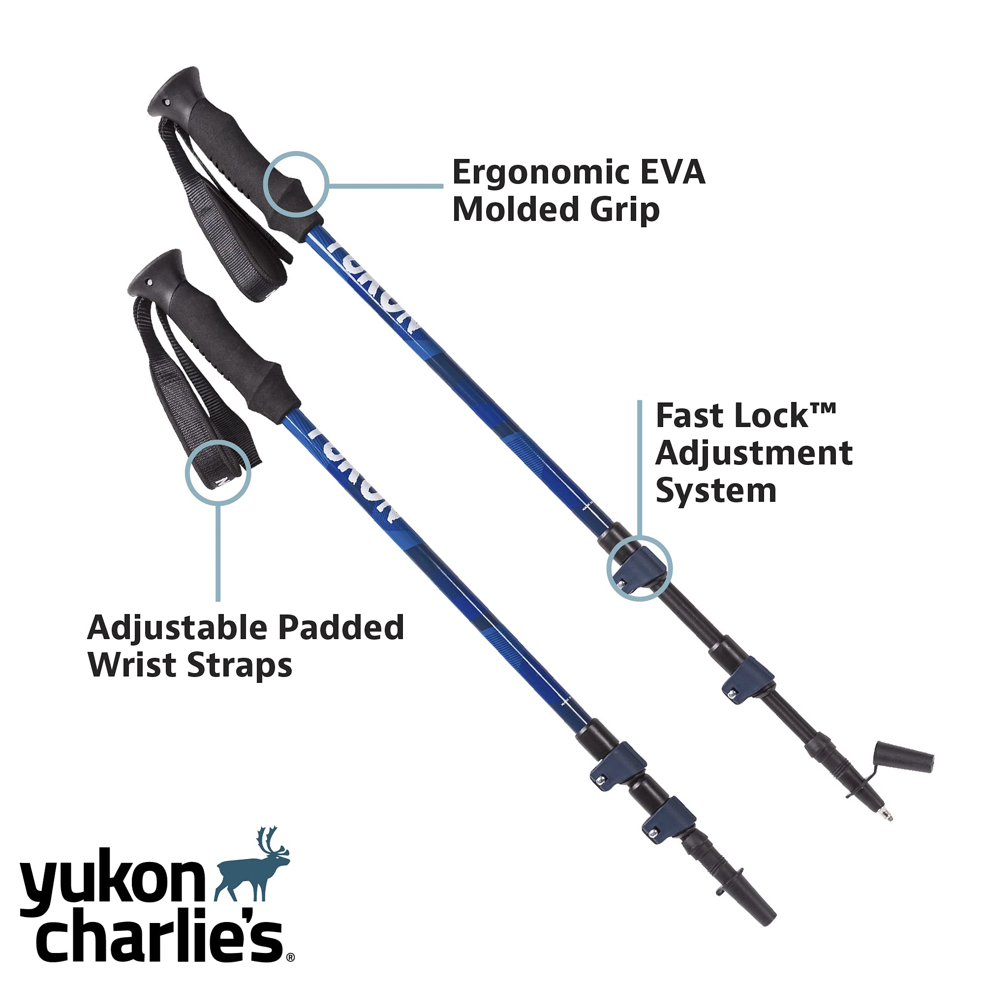 Yukon Charlie's poles extended from 65 cm to 135 cm for versatile setups.