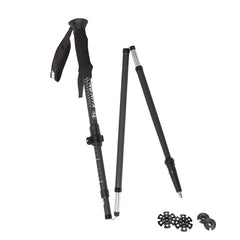 Yukon Charlie's Carbon Lite Flip Out poles folded compactly for easy backpack carry.