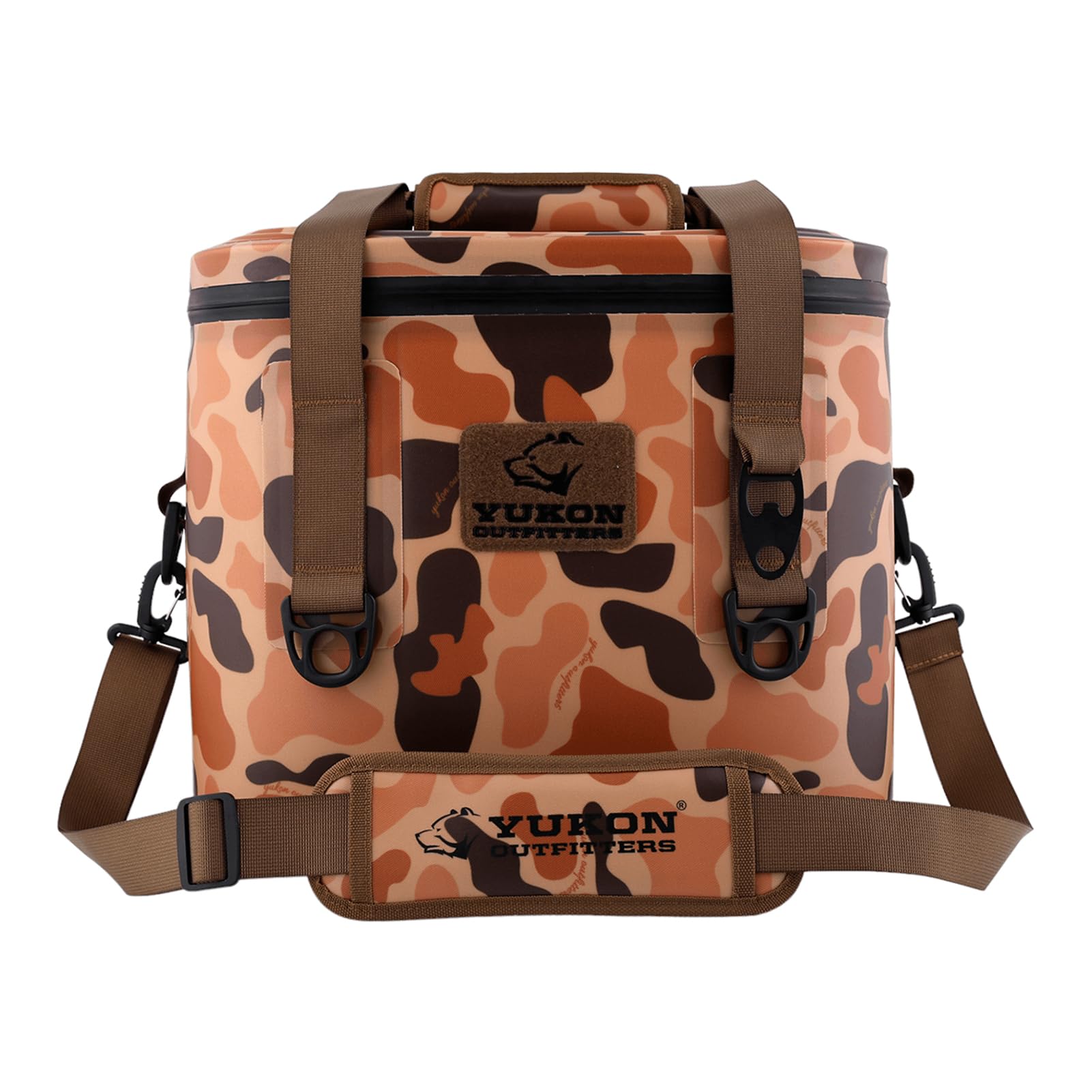 Yukon Outfitters 30-Can Tech Cooler Bag exterior shows rugged, leakproof design for outdoor adventures.