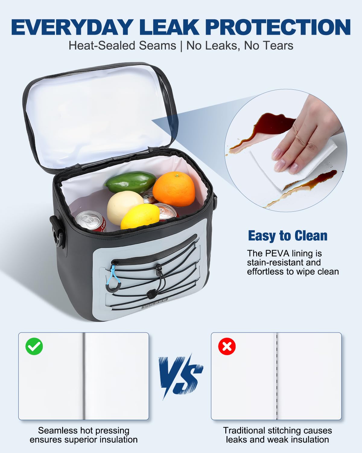YULEEE cooler bag 16-cans capacity supports sharing drinks at picnics, camping, and trips.