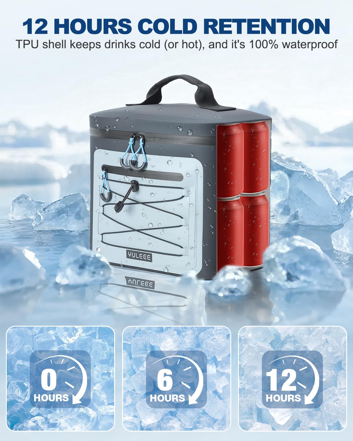 YULEEE cooler bag beach or camping use keeps beverages cool and organized.