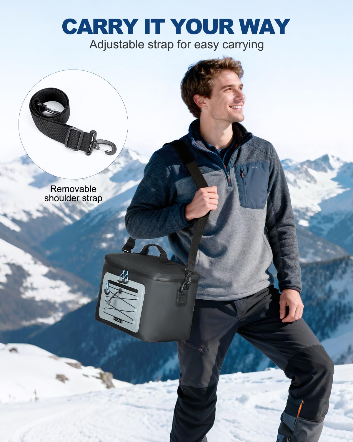 YULEEE cooler bag front pocket stores small items for quick reach.