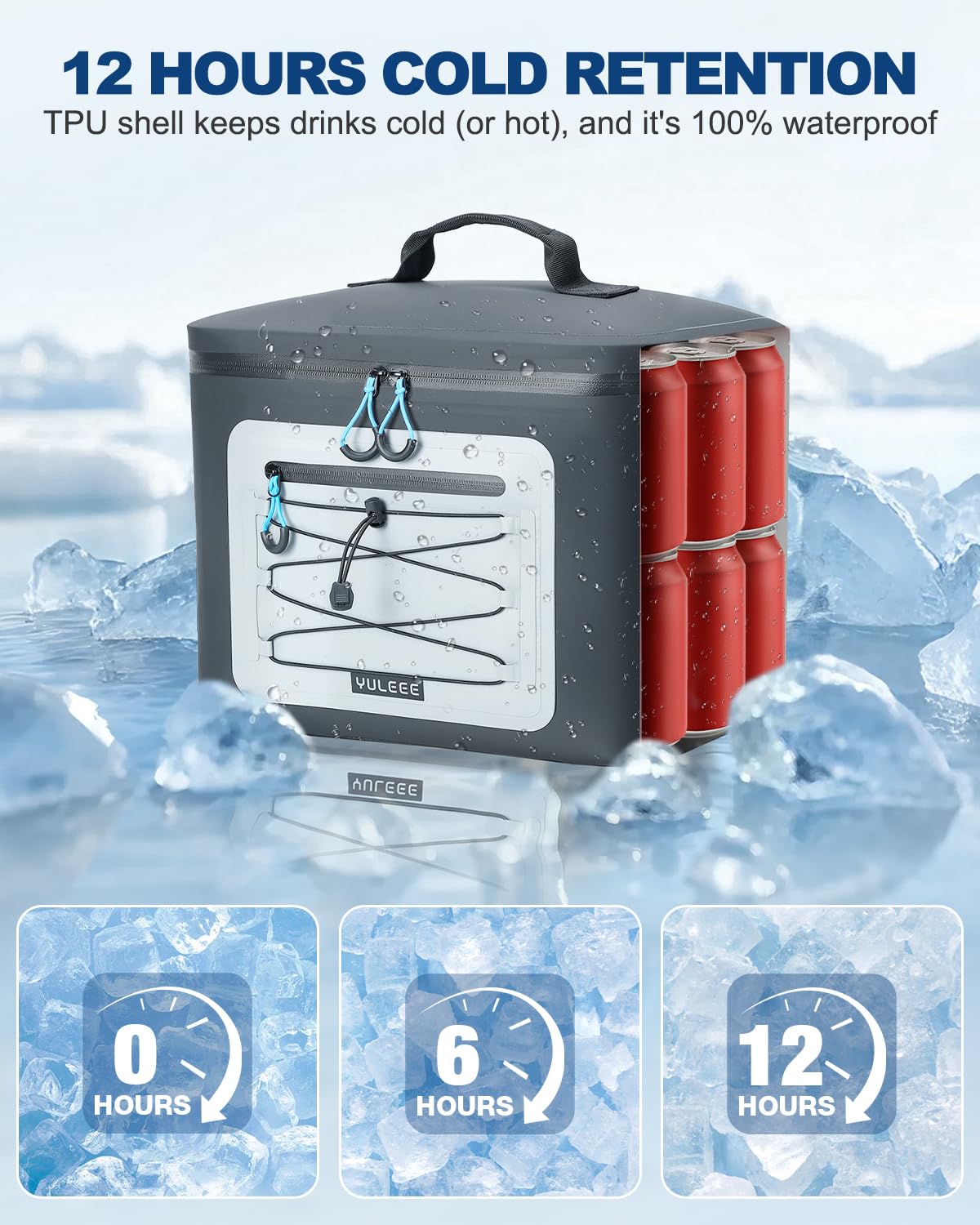 YULEEE cooler bag outdoors-ready for beach, camping, and travel scenes.