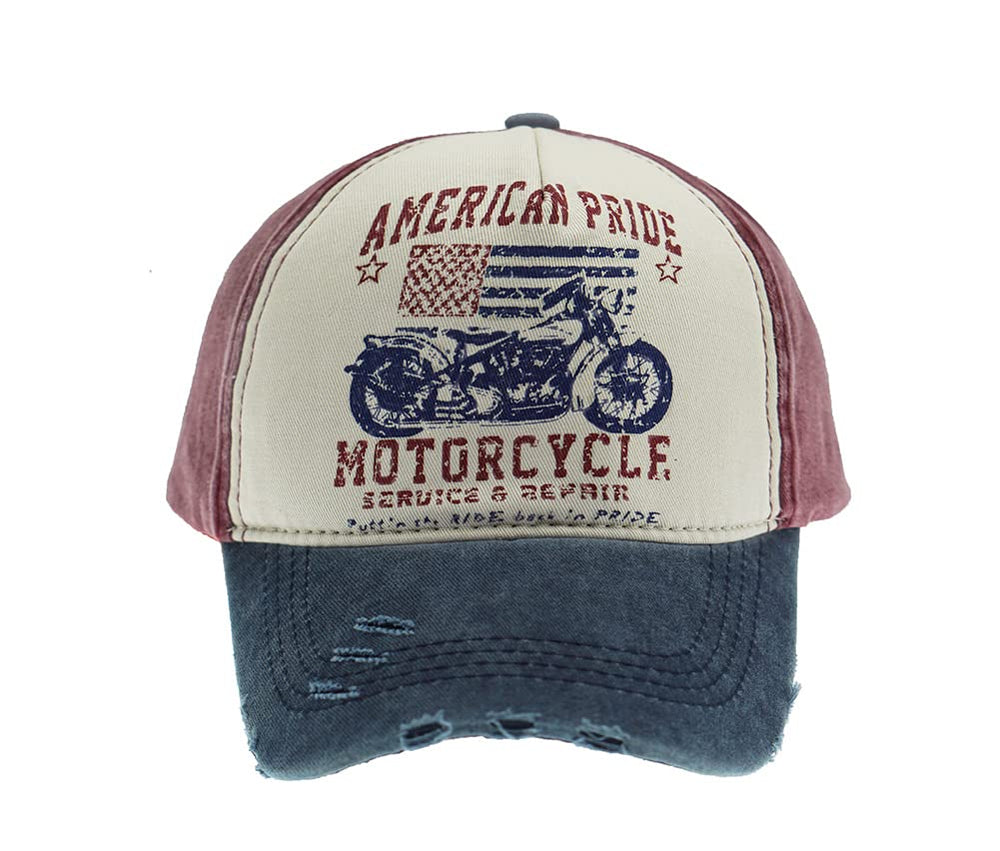 YULOONG Vintage Denim Cap close-up reveals frayed edge and durable stitching