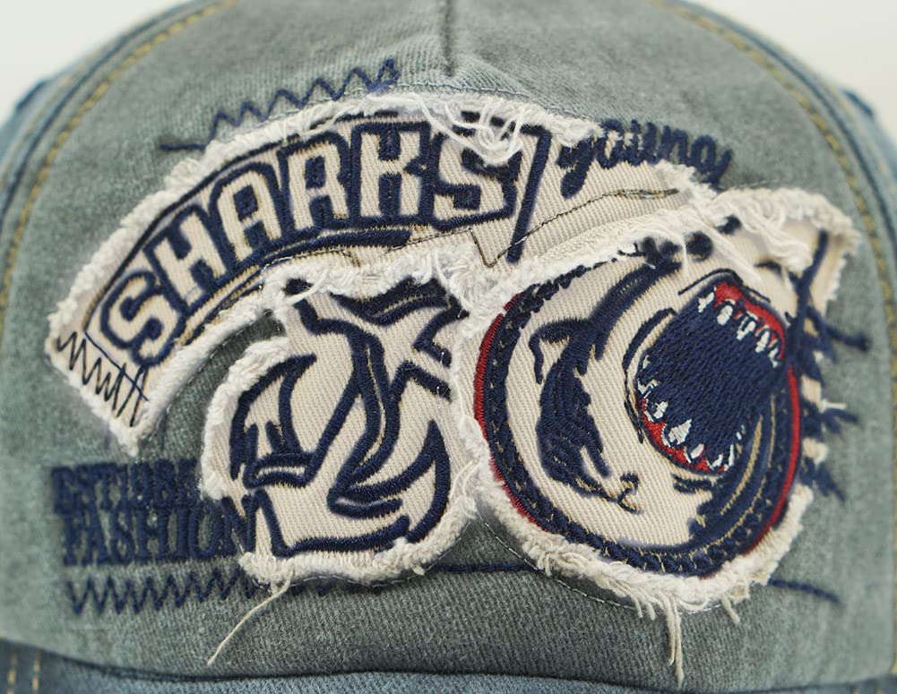 YULOONG embroidered shark patch cap adds bold detail and versatile styling.