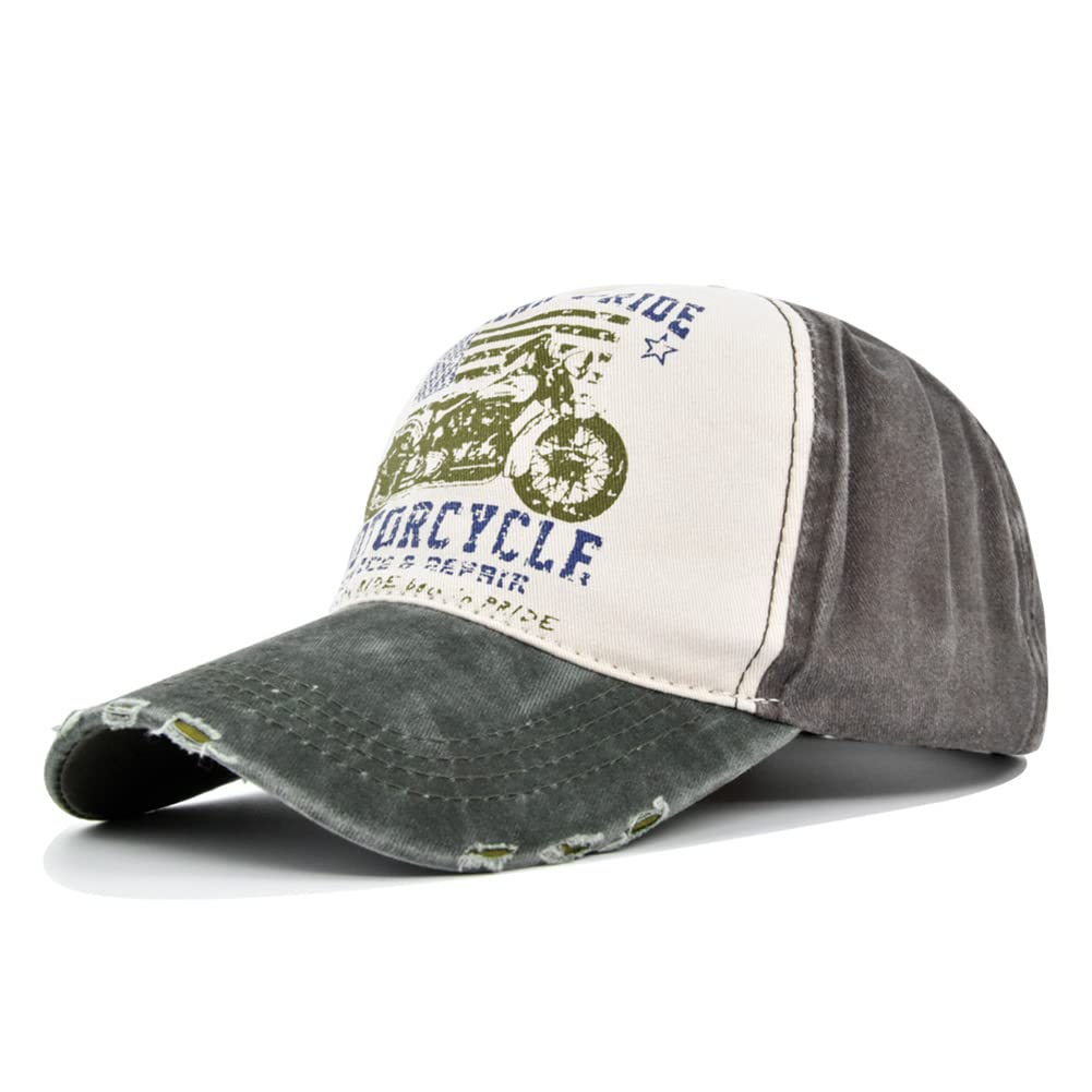 YULOONG vintage cap front view with denim fabric and sun protection for outdoor days.
