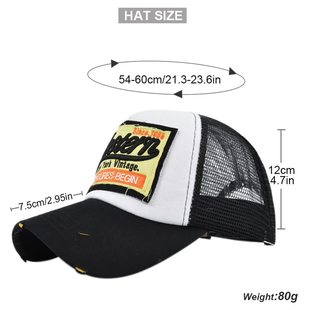 YULOONG Vintage Half Mesh Cap side view showing adjustable fit