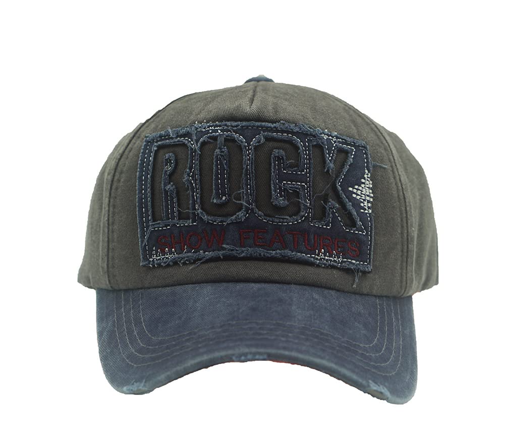 YULOONG Long visor denim cap shields eyes from sun.