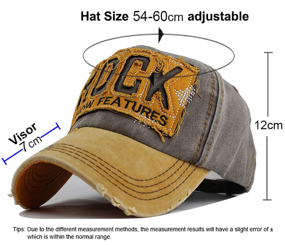 YULOONG cap with rock embroidery and frayed-edge for rugged streetwear.