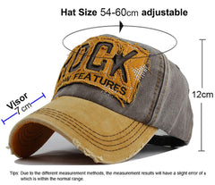 YULOONG cap with rock embroidery and frayed-edge for rugged streetwear.
