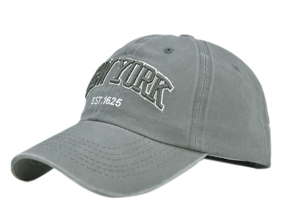 YULOONG Vintage cap with New York embroidery on washed denim for casual daily wear.