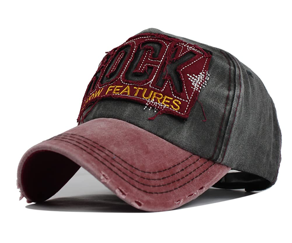 YULOONG vintage denim cap with front embroidery, ideal for casual wear and style.