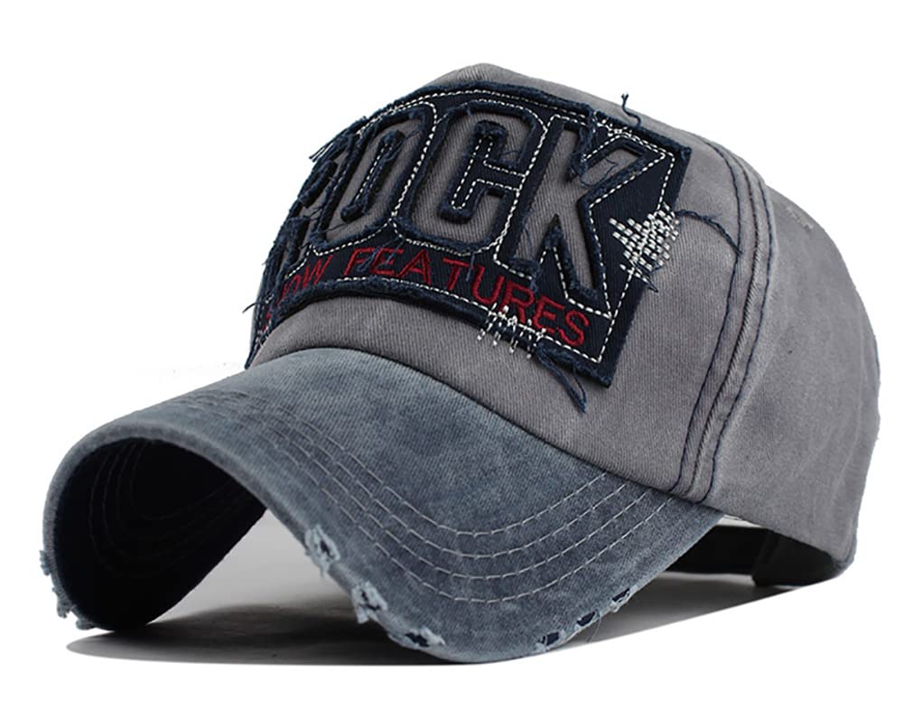 YULOONG Vintage Denim Cap embroidery on front adds casual outdoor style.
