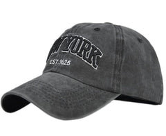 YULOONG vintage denim cap front view for casual everyday style.