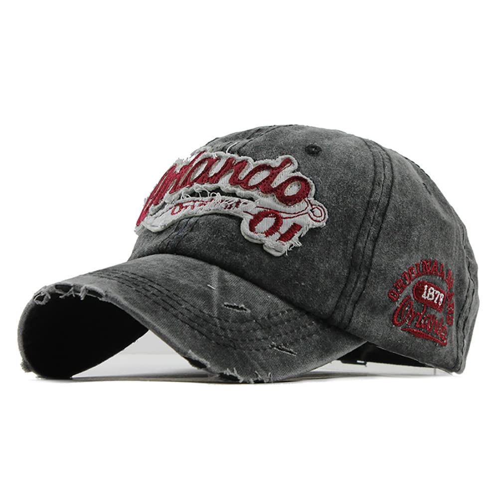 YULOONG vintage denim cap front view, breathable 100% cotton for all-day comfort.
