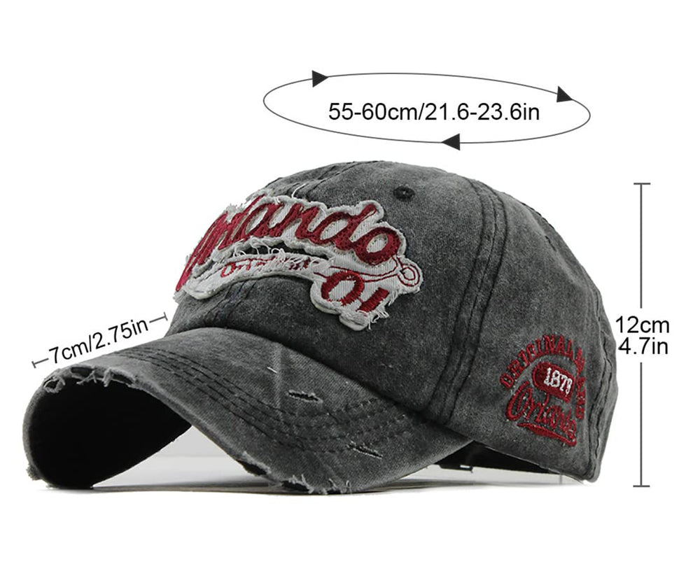 YULOONG washed denim cap side view, timeless streetwear for men and women.