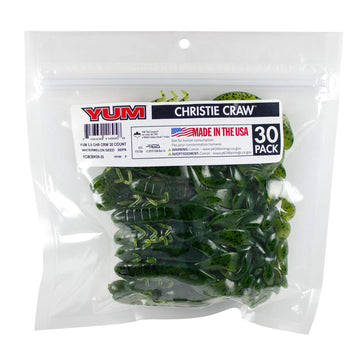 YUM Christie Craw Watermelon Seed 3.5-inch bait with thump for bass jig trailers.