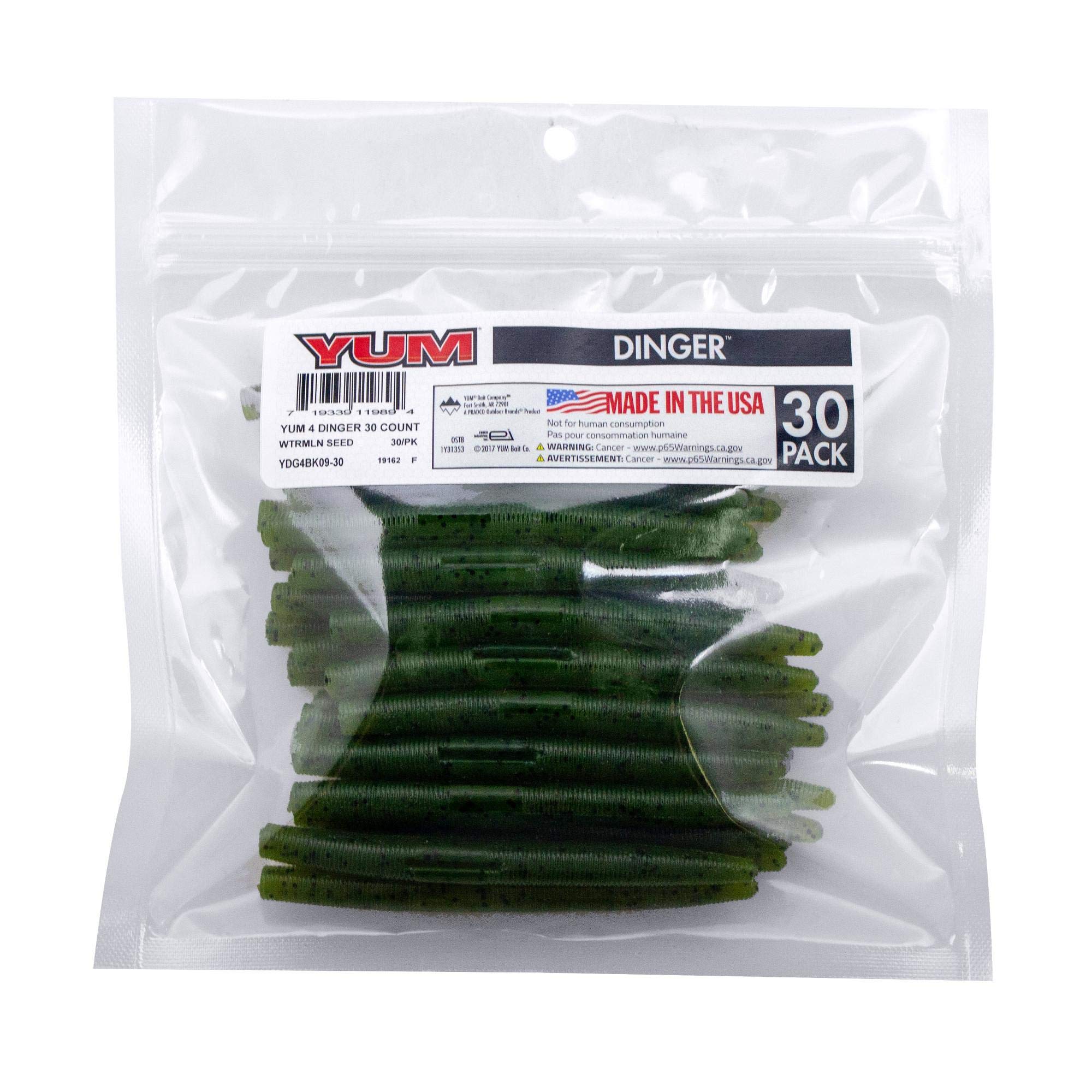 Yum Dinger 4 inch Watermelon Seed bulk pack, durable soft plastic for Texas rig.