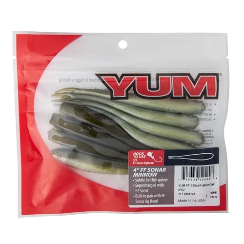 YUM FF Sonar Minnow Ayu 4 soft plastic detail highlights movement.