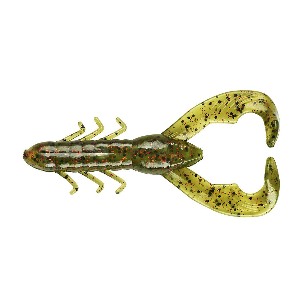 Yum Lures Christie Craw Bait flailing claws demonstrate action on drops.