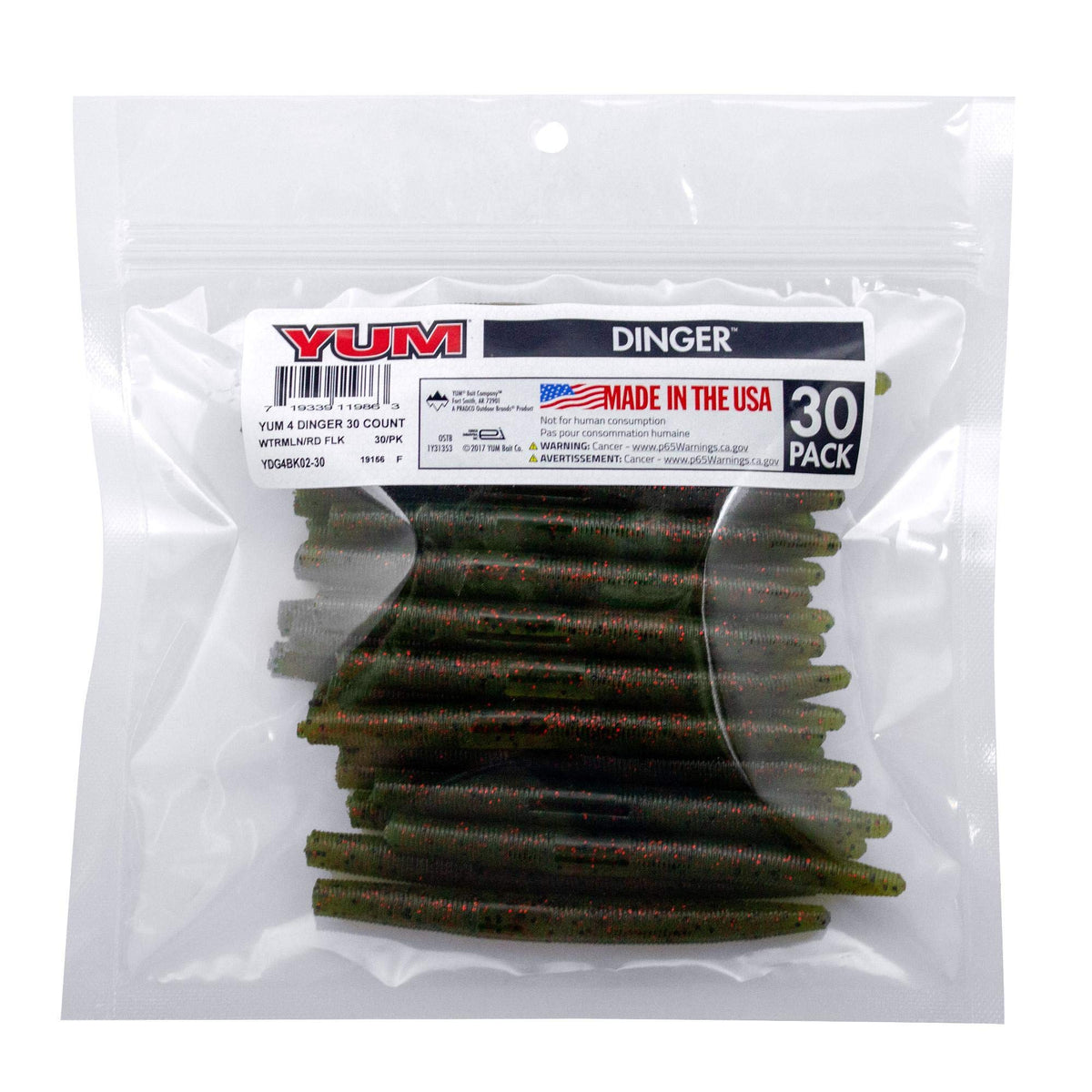 The Yum Lures Dinger 4in Watermelon Red Flake offers versatile bass fishing rig options.