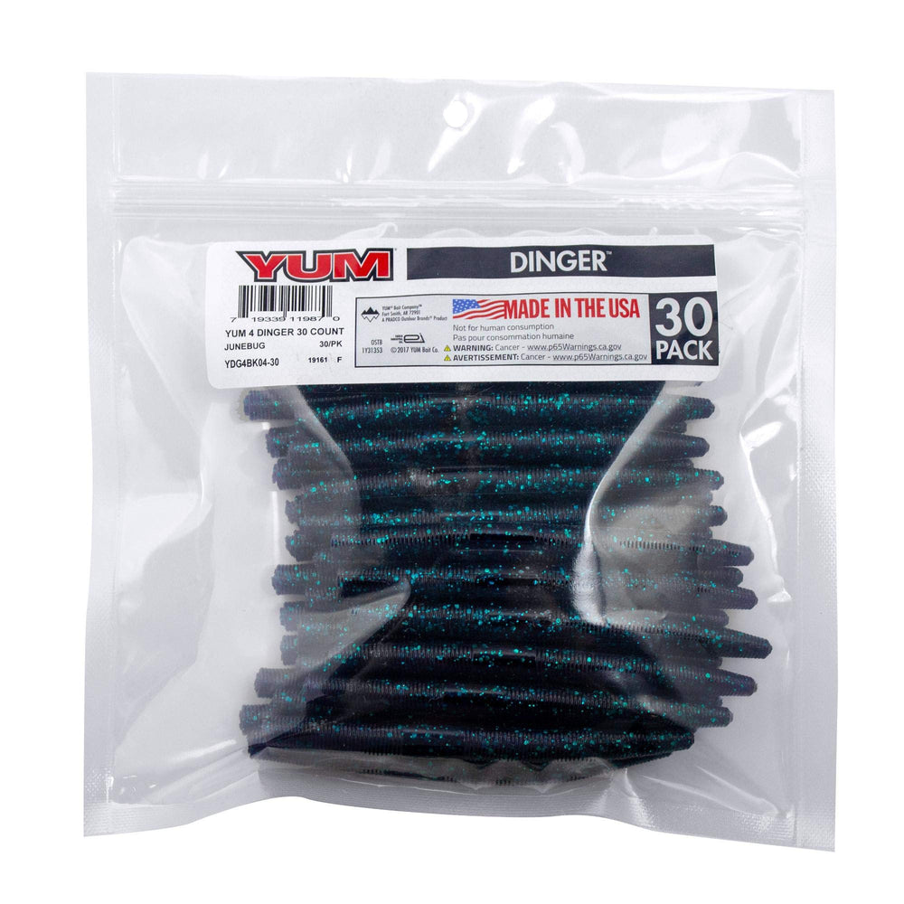 Yum Lures Dinger 4-inch Junebug bulk pack lifelike action for bass