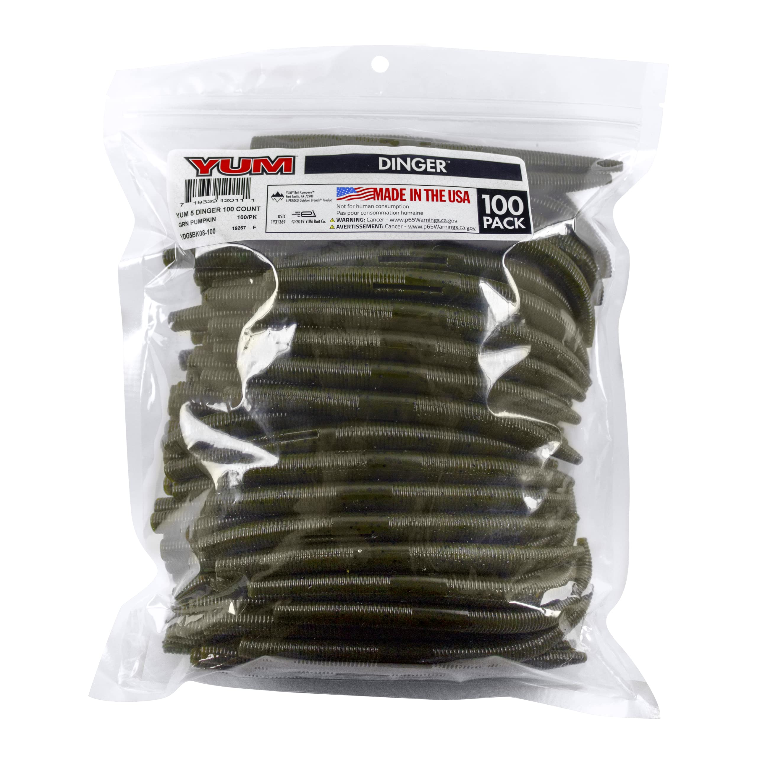 Yum Lures Dinger Classic Worm in soft plastic with subtle lifelike action for bass