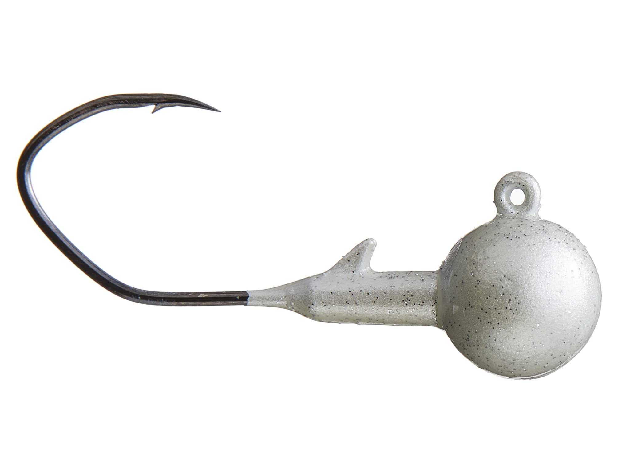 Yum Lures Forward Facing Sonar Jig Pearl highlights a lifelike minnow profile for precise hooksets.