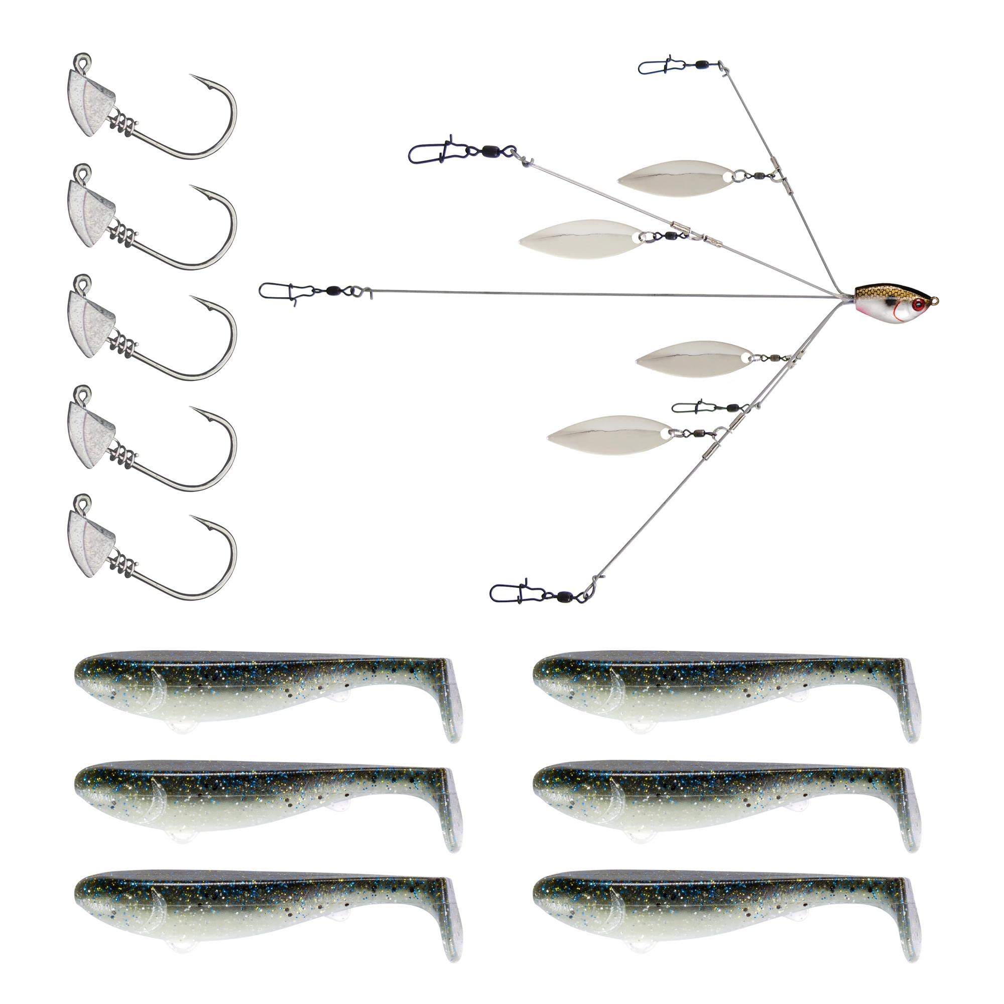 YUM Scottsboro Swimbait 3'' Baby Bluegill kit front view with lifelike action