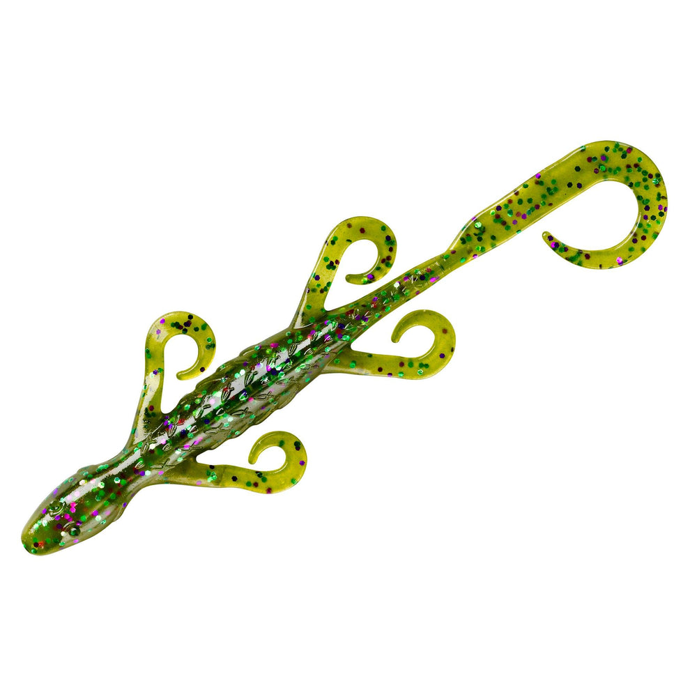 Yum Lures YLZ633 lizard Watermelon Candy, front view, lifelike action for bass