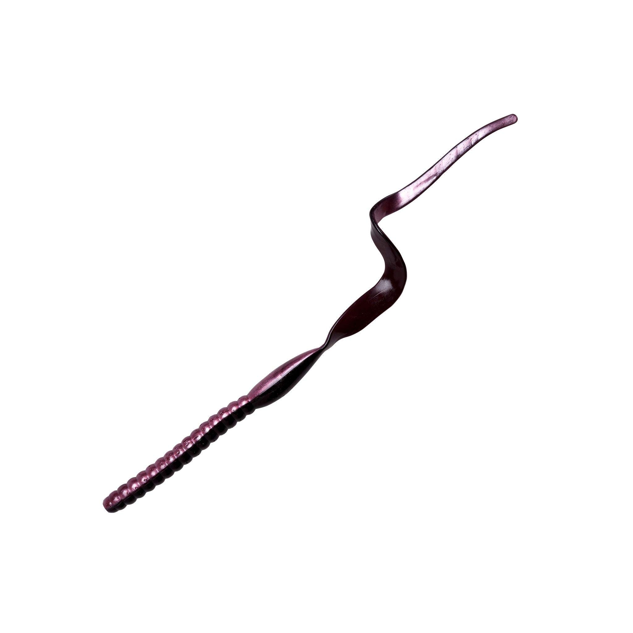 Yum Lures YRBT713 ribbontail worm in red shad with extended curl for stronger water movement.