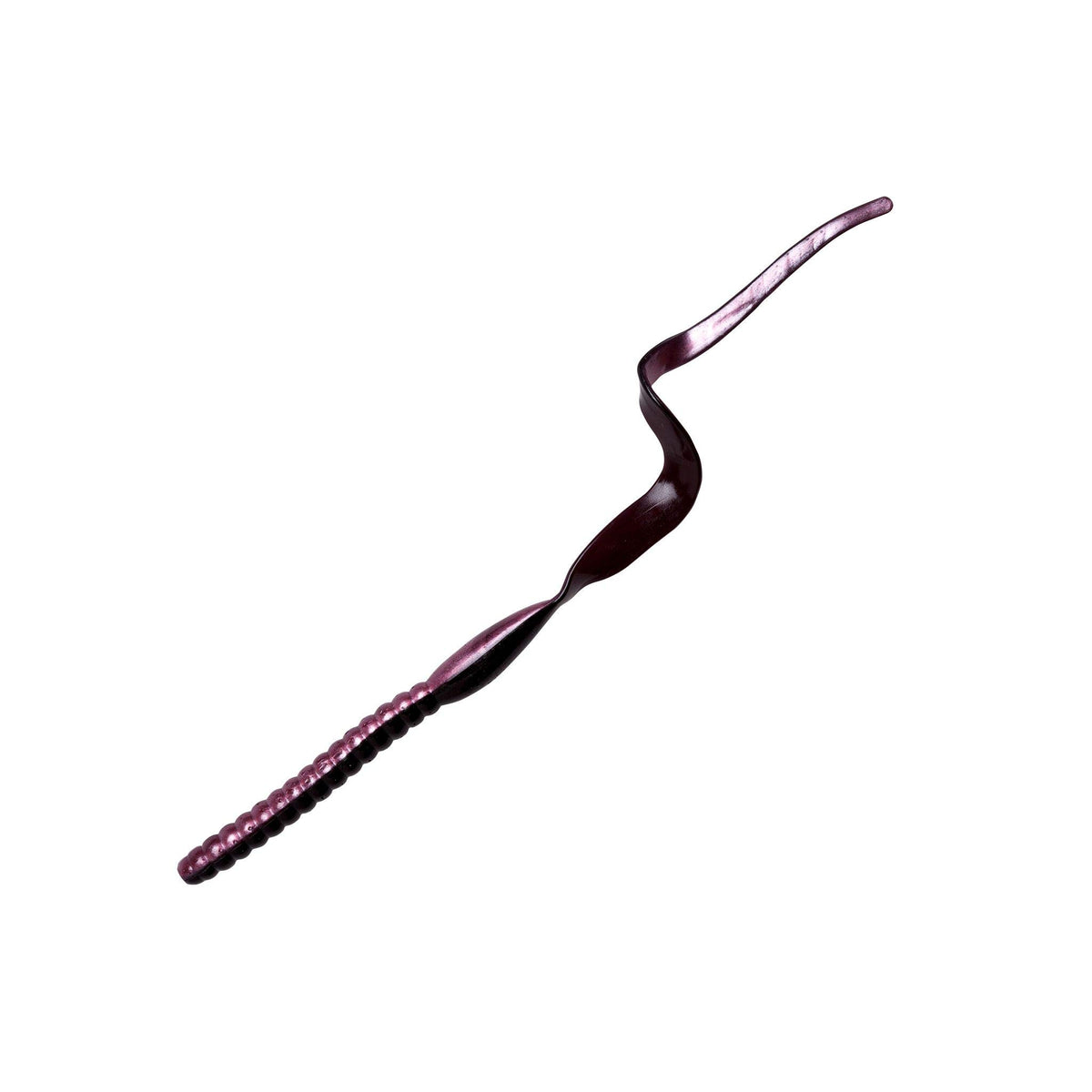 Yum Lures YRBT713 ribbontail worm in red shad with extended curl for stronger water movement.