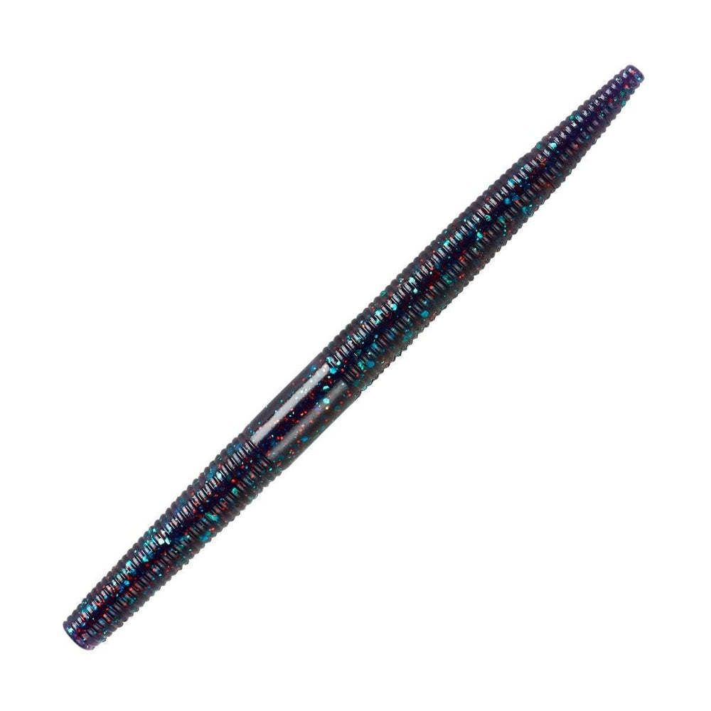 Yum Lures YUM Dinger Junebug Red Flake 5-inch lure enhances visibility in off-colored water